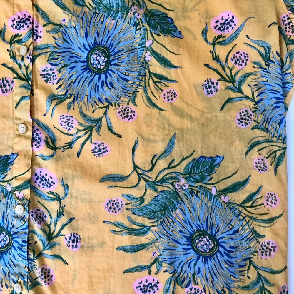 Madewell Floral Flutter Sleeve Blouse, XL - Picture 2 of 10